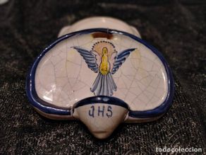Antiguidades: Antigua benditera cerámica espíritu Santo jhs altar semana santa corpus